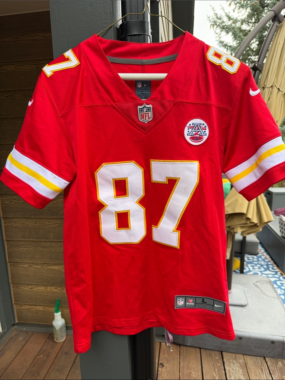 Nike Kids Kansas City Chiefs Red #87 Football Jersey with White & Gold Accents